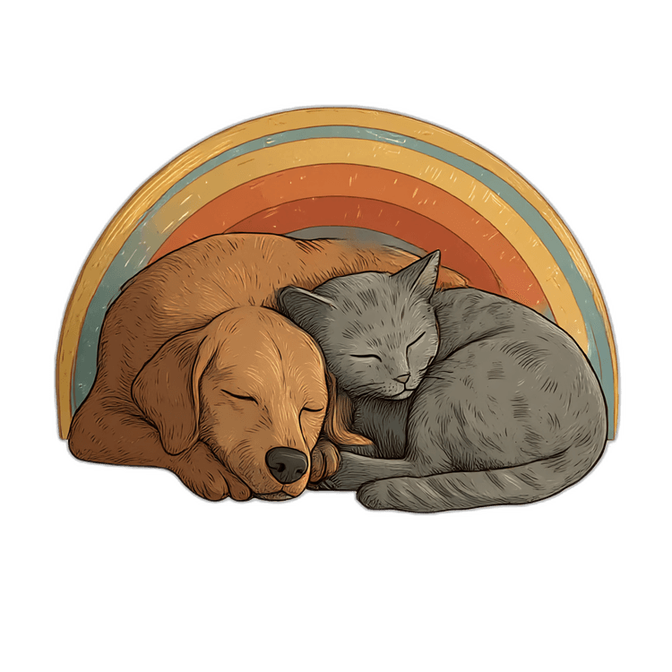 Sleeping dog and cat — Gentle Crossings mascot